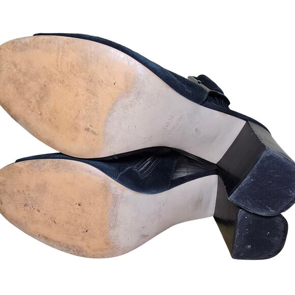 Vaneli Black Peep Toe Block Heel Suede Leather Buckle Ankle Booties Sz 9.5 - Picture 7 of 8